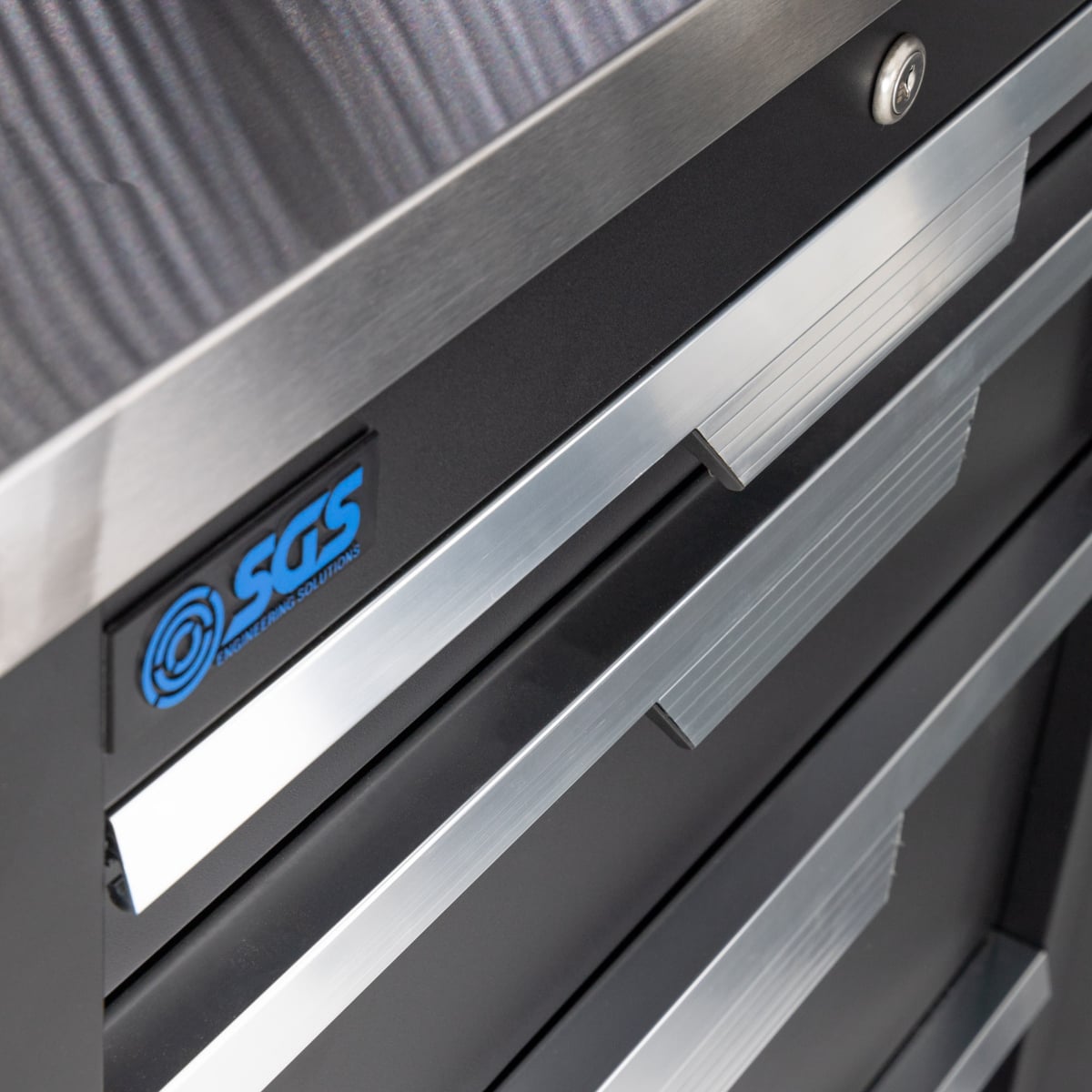 SGS 7pc Modular Garage Storage | 5 Drawers | Stainless Steel Worktop | Sink Unit | 2x Upper Cabinets | Tall Double Cabinet